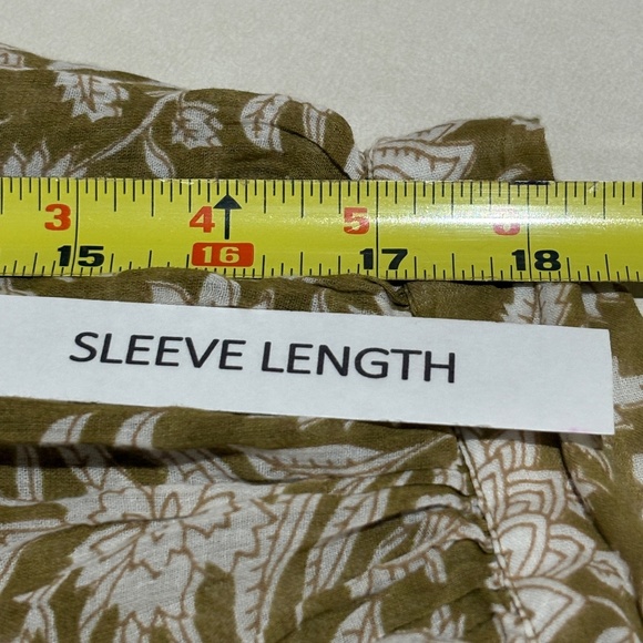 Daughters of India Women Kyra ¾ Sleeve Mini Dress Sz XL Olive Flowy Cotton Light - Picture 12 of 14